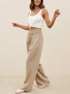 Women's Wide Leg Pants with Smocked High Waist