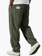 Heren Ribbroek met Elastische Tailleband en Steekzakken Groen
