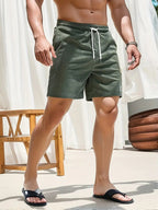 Heren Shorts met Elastische Taille, Trekkoord en Zijzakken