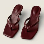Women's Toe-Strap Kitten Heel Sandals - Square Toe