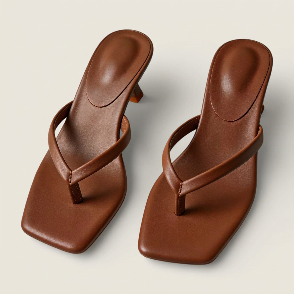 Women's Toe-Strap Kitten Heel Sandals - Square Toe
