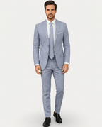 Men's Slim Fit Linen Suit, Single-Breasted Two-Button Jacket & Trousers