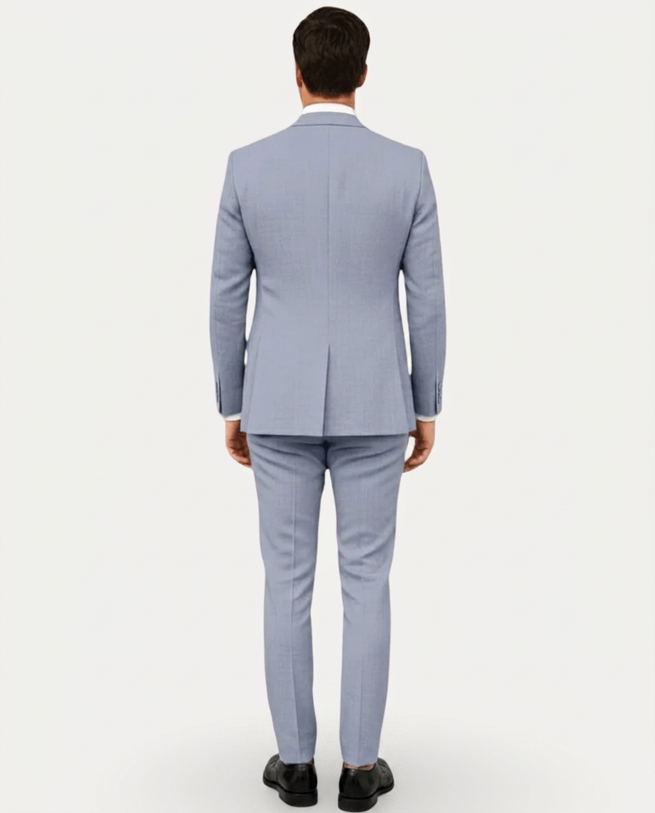 Men's Slim Fit Linen Suit, Single-Breasted Two-Button Jacket & Trousers