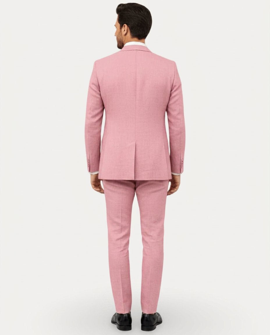Men's Slim Fit Linen Suit, Single-Breasted Two-Button Jacket & Trousers