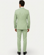 Men's Slim Fit Linen Suit, Single-Breasted Two-Button Jacket & Trousers