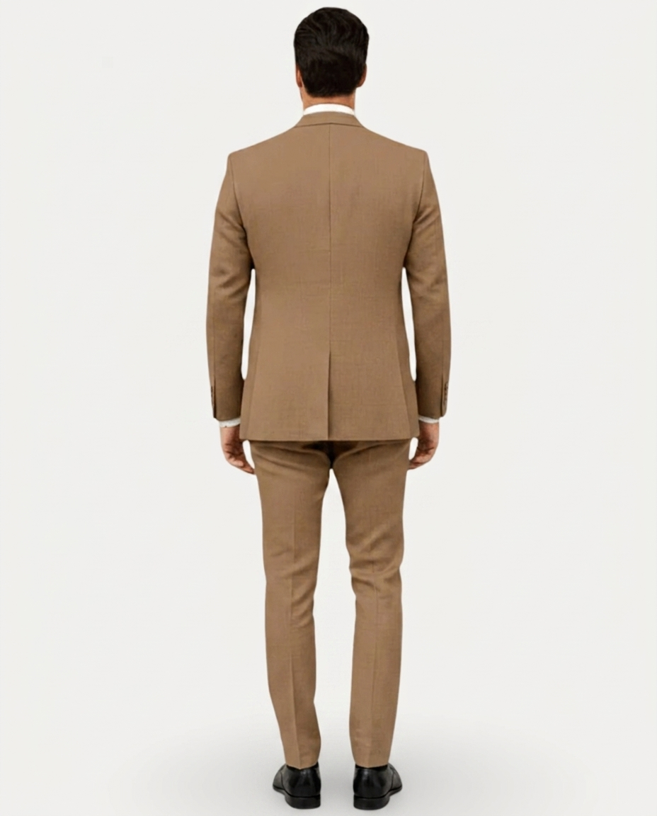 Men's Slim Fit Linen Suit, Single-Breasted Two-Button Jacket & Trousers