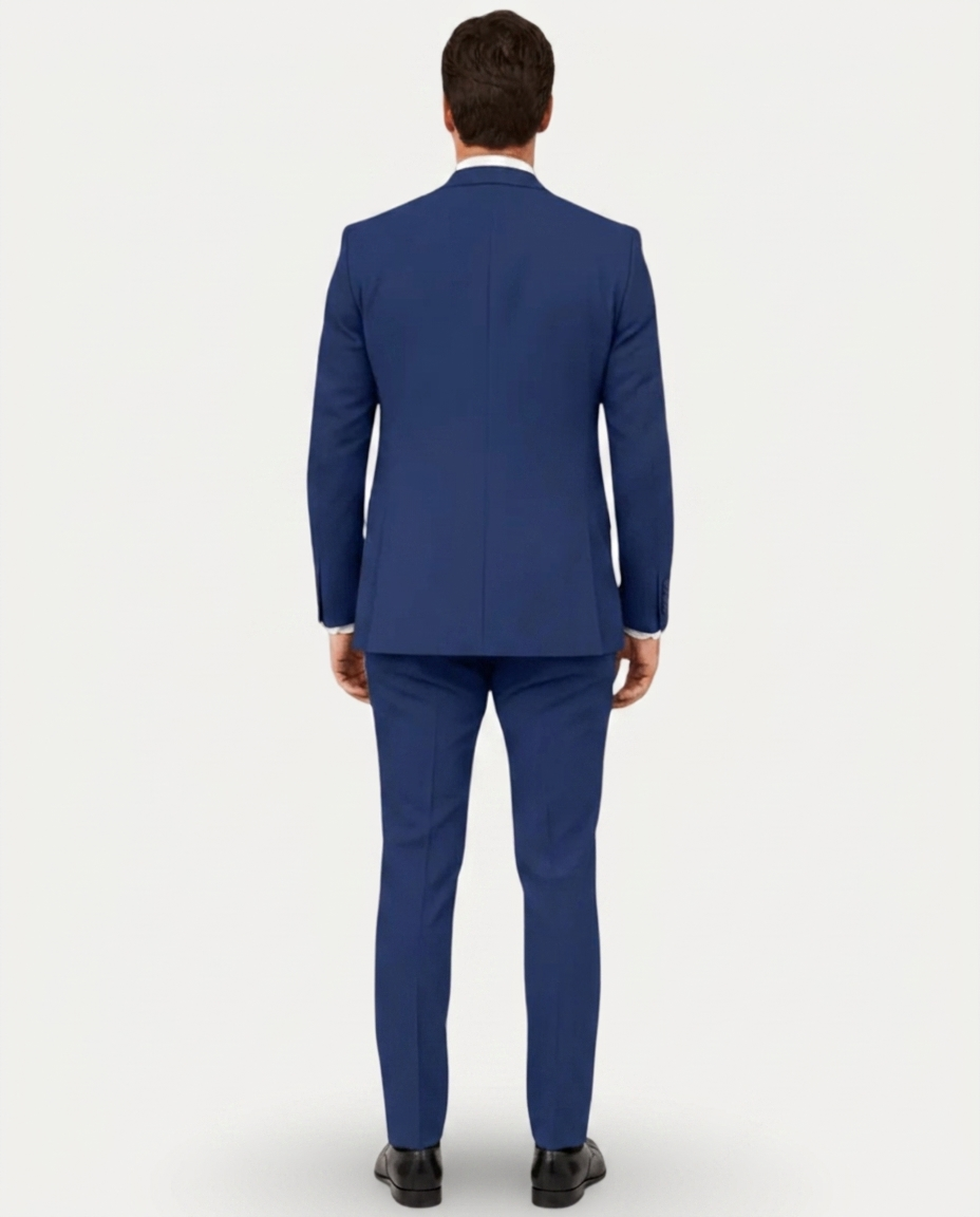 Men's Slim Fit Linen Suit, Single-Breasted Two-Button Jacket & Trousers