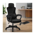 high-back mesh office chair with footrest and headrest in black