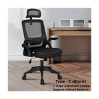 high-back mesh office chair with footrest and headrest in black