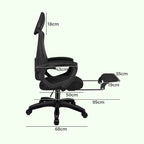 high-back mesh office chair with footrest and headrest in black