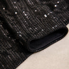 homecoming dress — Black sequin long sleeve cuff and lining construction detail — view 10