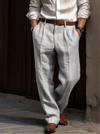 Men's Linen Trousers - Breathable Relaxed-Fit Casual Pants
