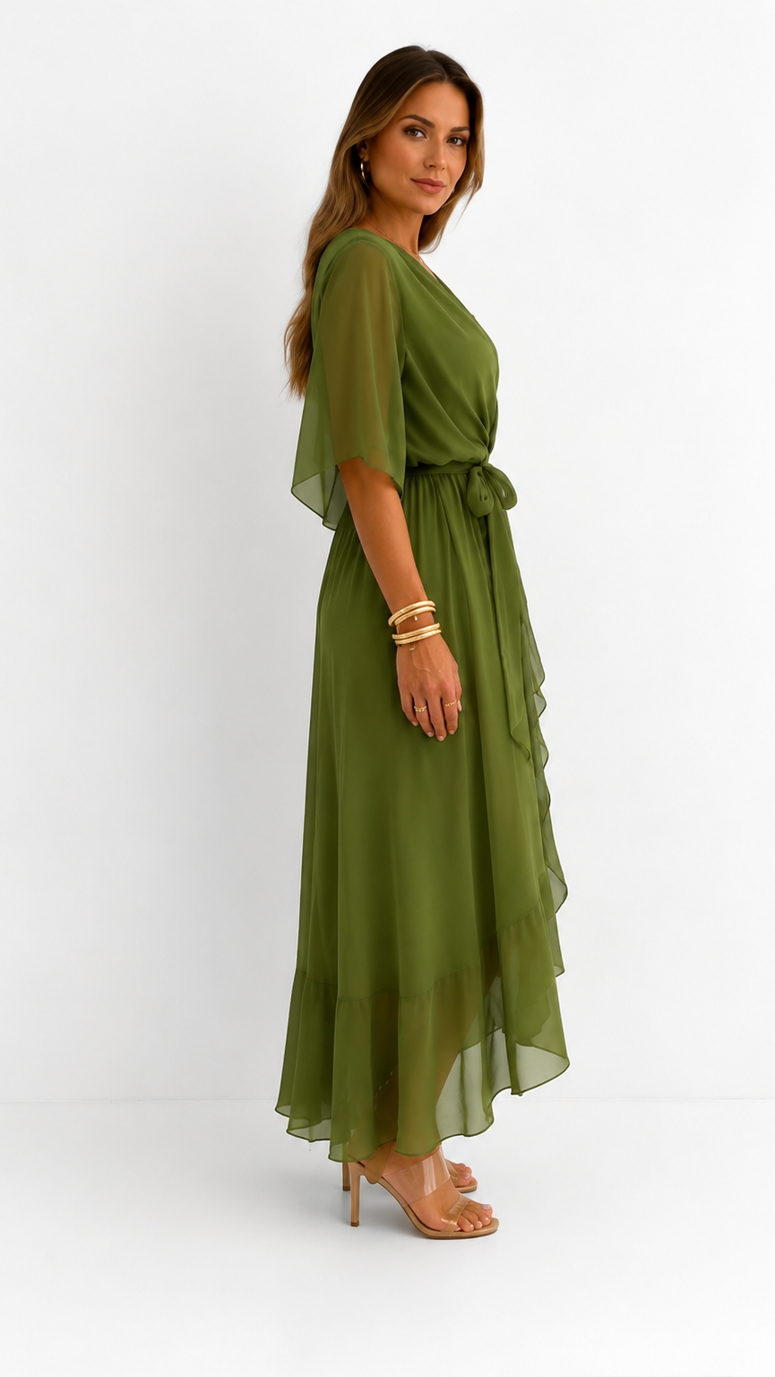 Women's Chiffon Wrap Dress - Flowy Cocktail Dress