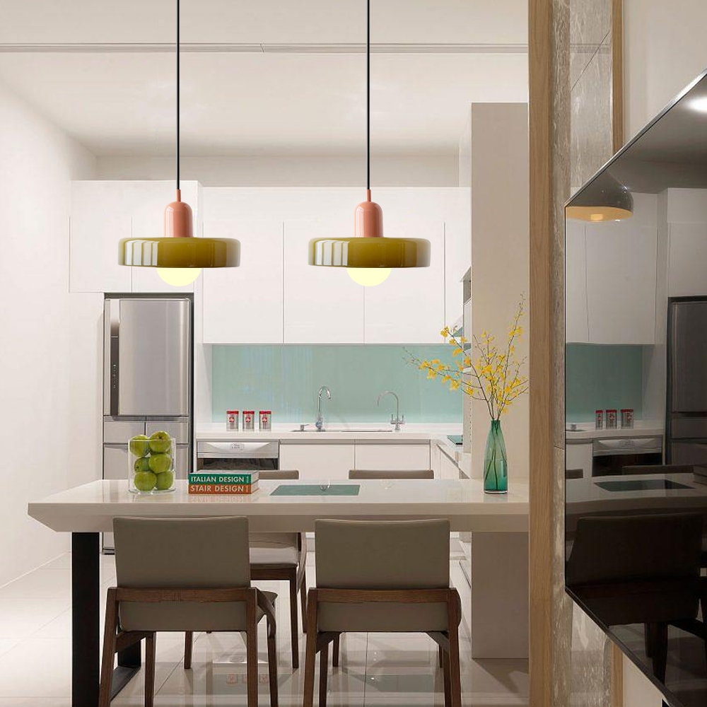 Colorful Bauhaus Pendant Light with Timeless Glass Design