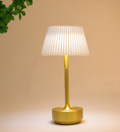 Liberty Rechargeable Cordless Table Lamp - Brass - Ivory Pleated Shade [D]