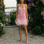 Women's Feather Mini Dress – Party Cocktail Dress