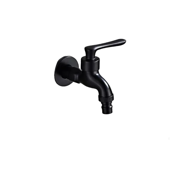 Wall-Mounted Tap, Matte Black Solid Brass, Kitchen Bathroom Garden