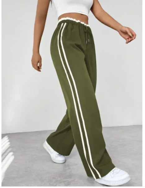 Women's High-Waisted Side-Stripe Joggers - Casual Sweatpants