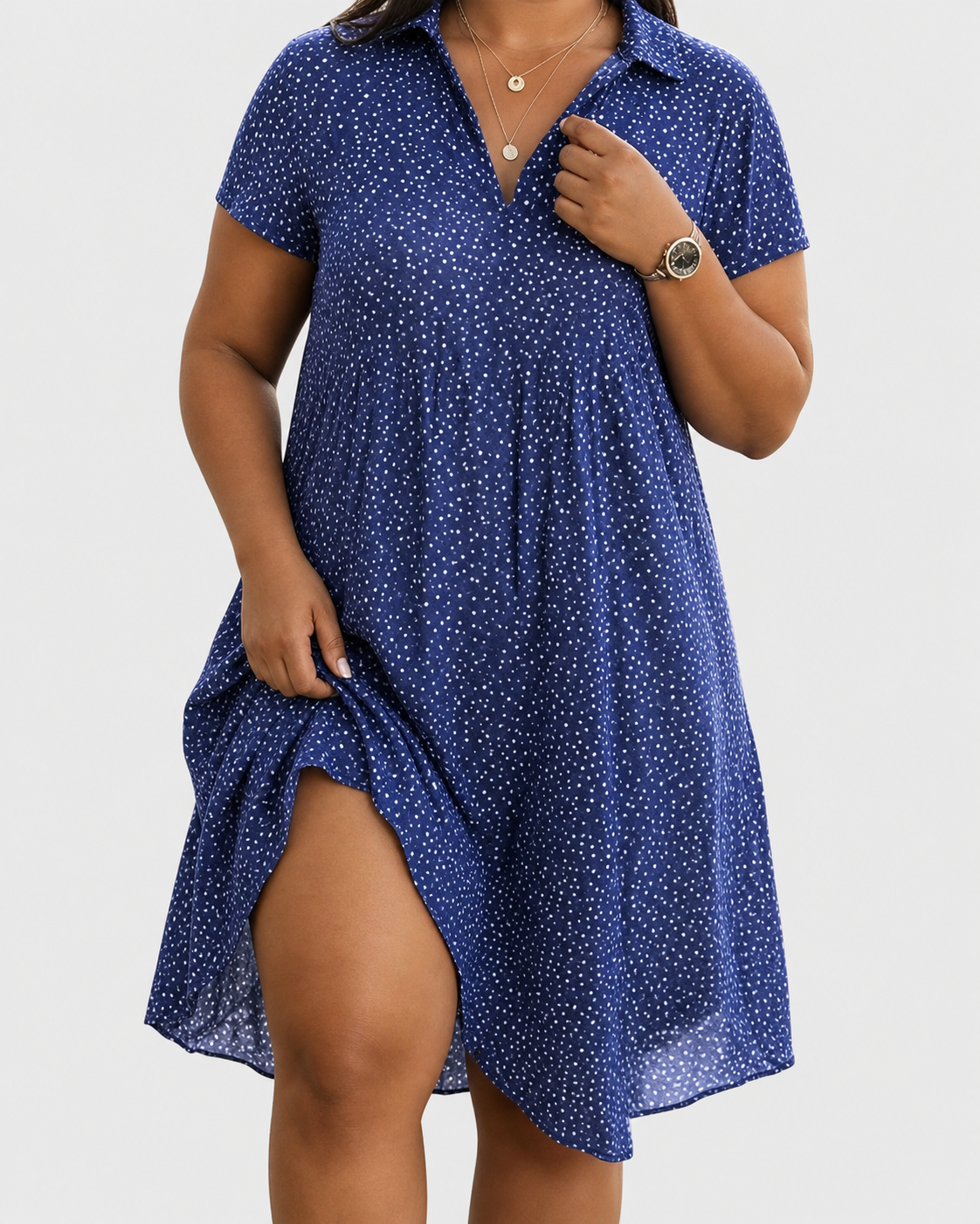 Women's V-Neck Maxi Dress Loose Fit Lightweight Printed Fabric