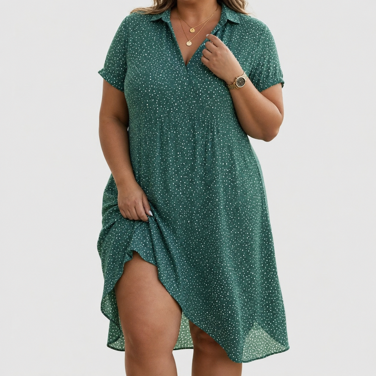Women's V-Neck Maxi Dress Loose Fit Lightweight Printed Fabric