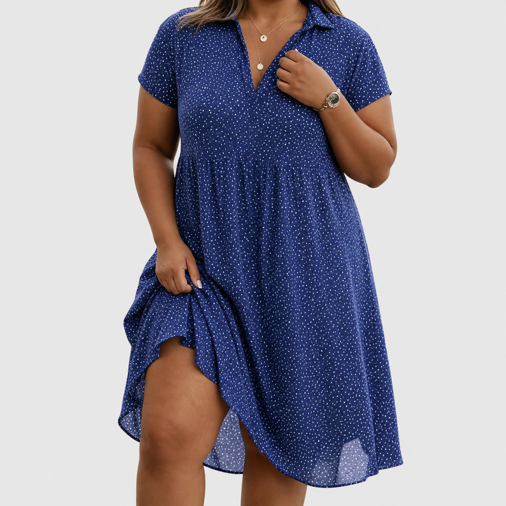 Women's V-Neck Maxi Dress Loose Fit Lightweight Printed Fabric