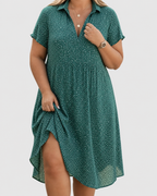 Women's V-Neck Maxi Dress Loose Fit Lightweight Printed Fabric