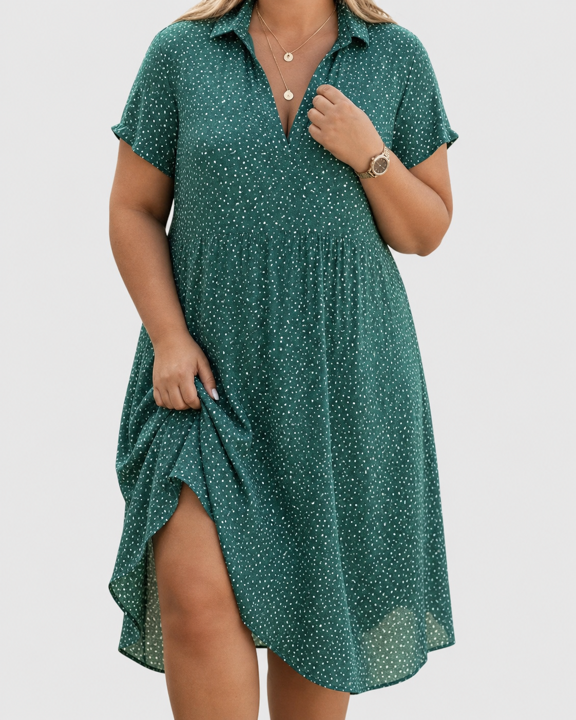 Women's V-Neck Maxi Dress Loose Fit Lightweight Printed Fabric