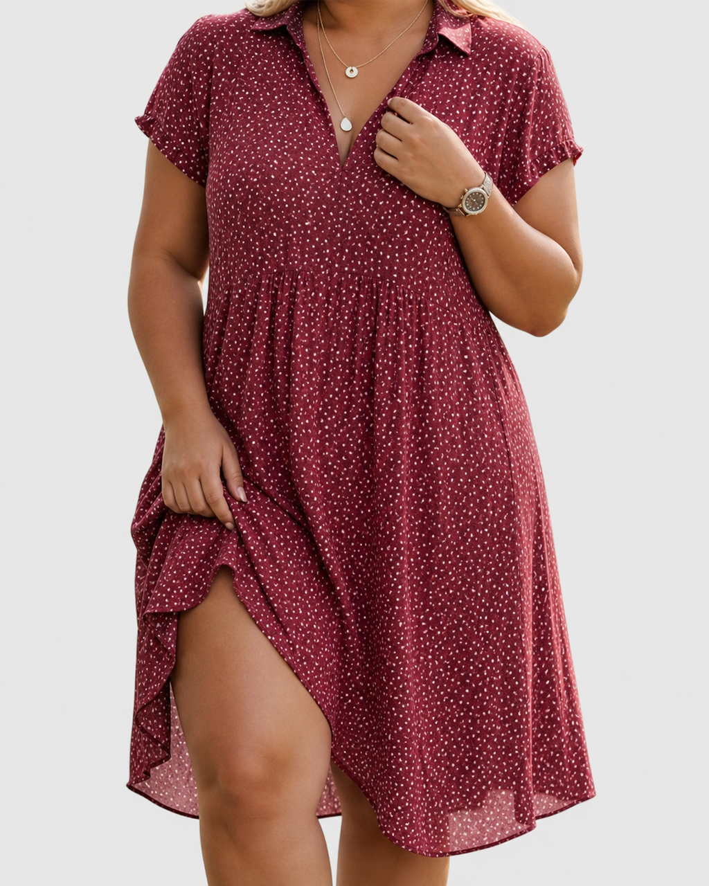 Women's V-Neck Maxi Dress Loose Fit Lightweight Printed Fabric