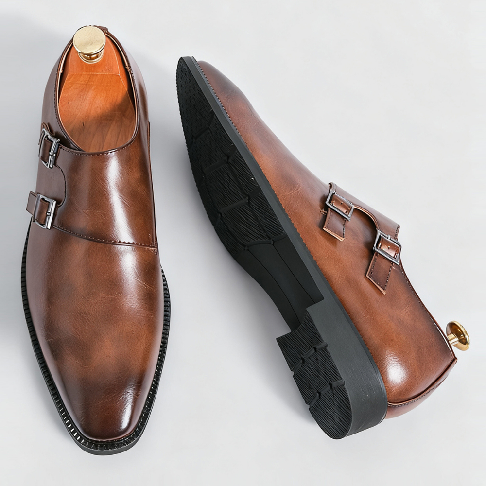 Men's Leather Loafers with Semi-Gloss Finish
