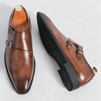Men's Leather Loafers with Semi-Gloss Finish