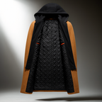 Men's Wool Blend Hooded Overcoat with Full-Zip Closure