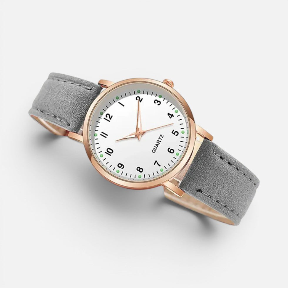 Women's Quartz Watch with Faux Leather Strap