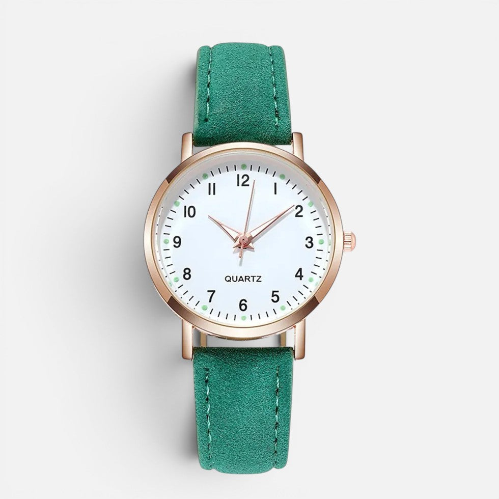 Women's Quartz Watch with Faux Leather Strap