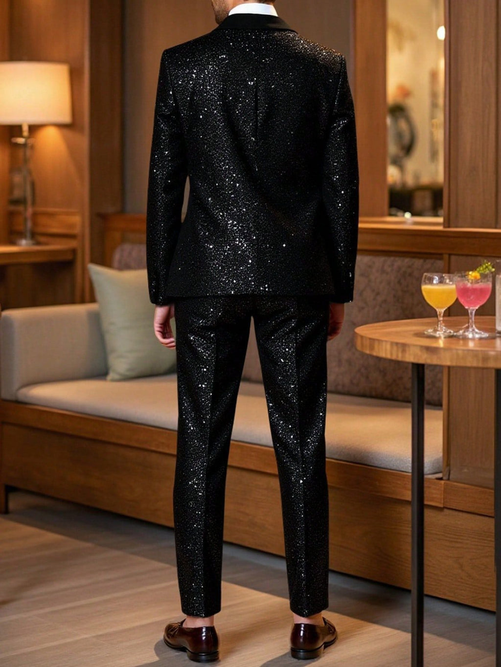 Men's Black Glitter Suit - Blazer and Trousers Set