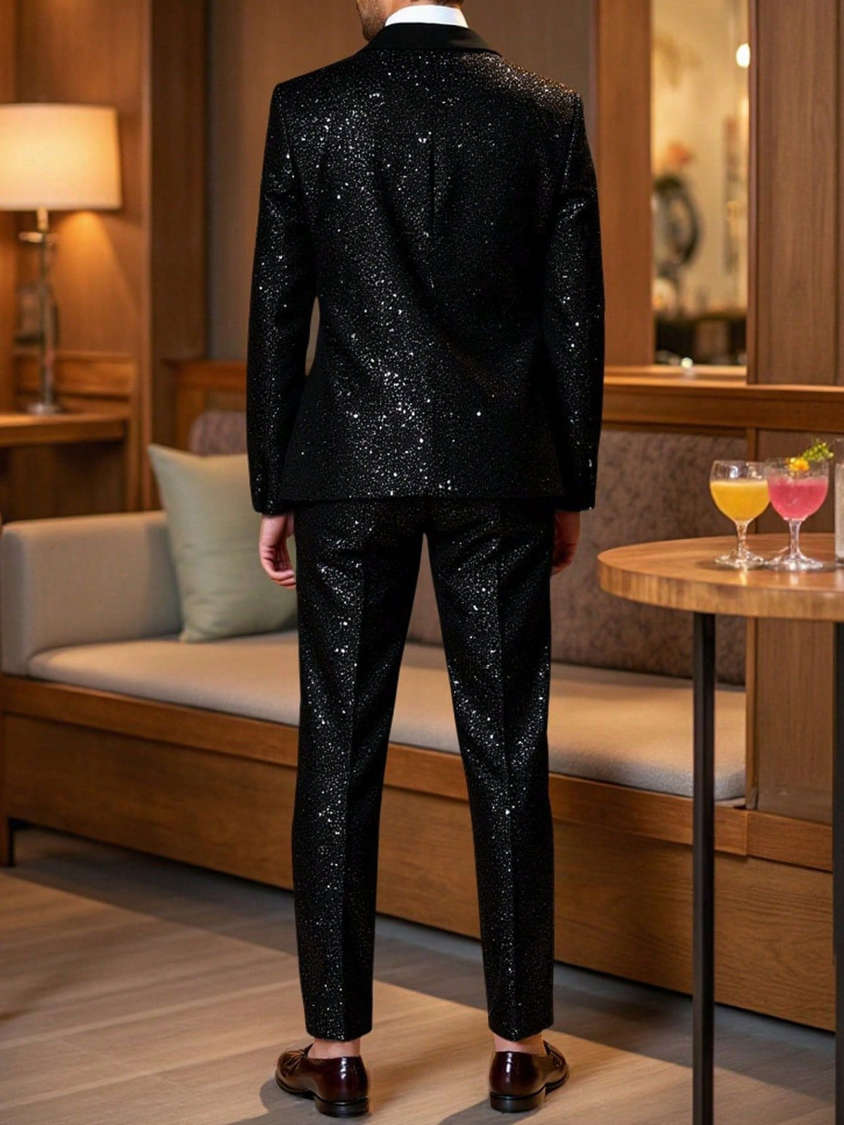 Men's Black Glitter Suit - Blazer and Trousers Set