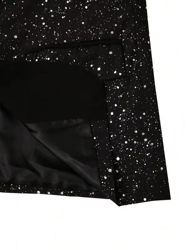 Men's Glitter Sequin Blazer with Satin Shawl Collar