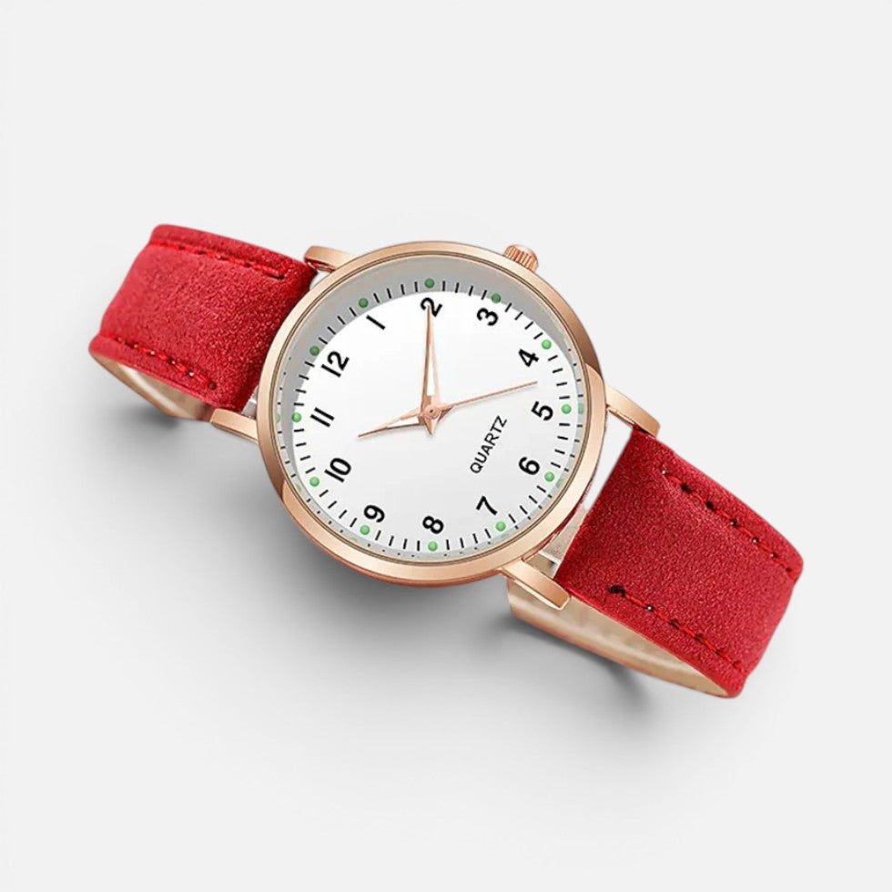 Women's Quartz Watch with Faux Leather Strap