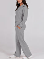 Women's Relaxed Loungewear Set – Half-Zip Top & Pants
