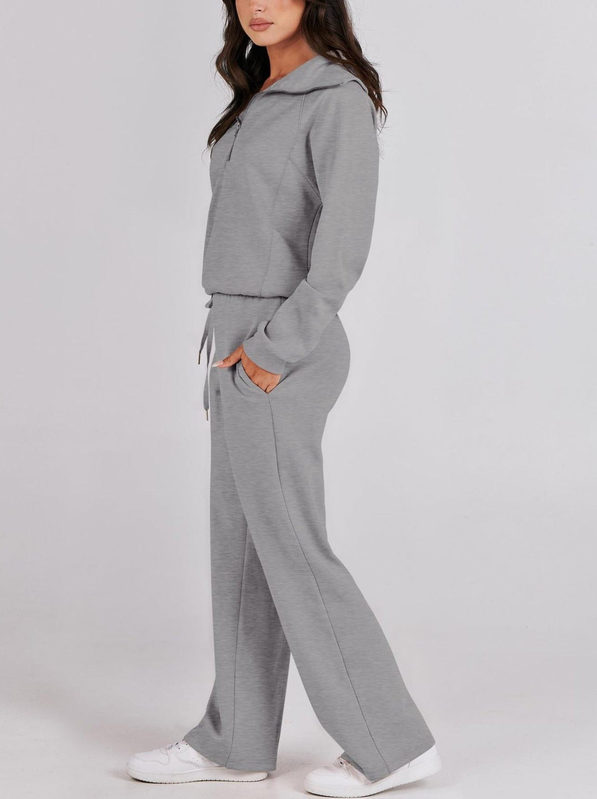 Women's Relaxed Loungewear Set – Half-Zip Top & Pants