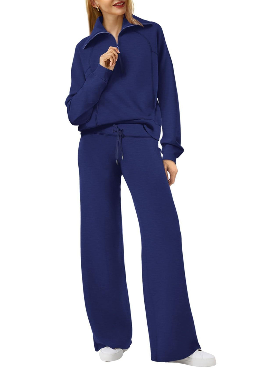 Women's Relaxed Loungewear Set – Half-Zip Top & Pants
