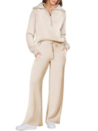 Women's Relaxed Loungewear Set – Half-Zip Top & Pants