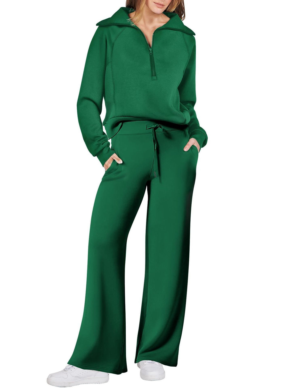 Women's Relaxed Loungewear Set – Half-Zip Top & Pants