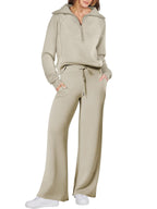 Women's Relaxed Loungewear Set – Half-Zip Top & Pants