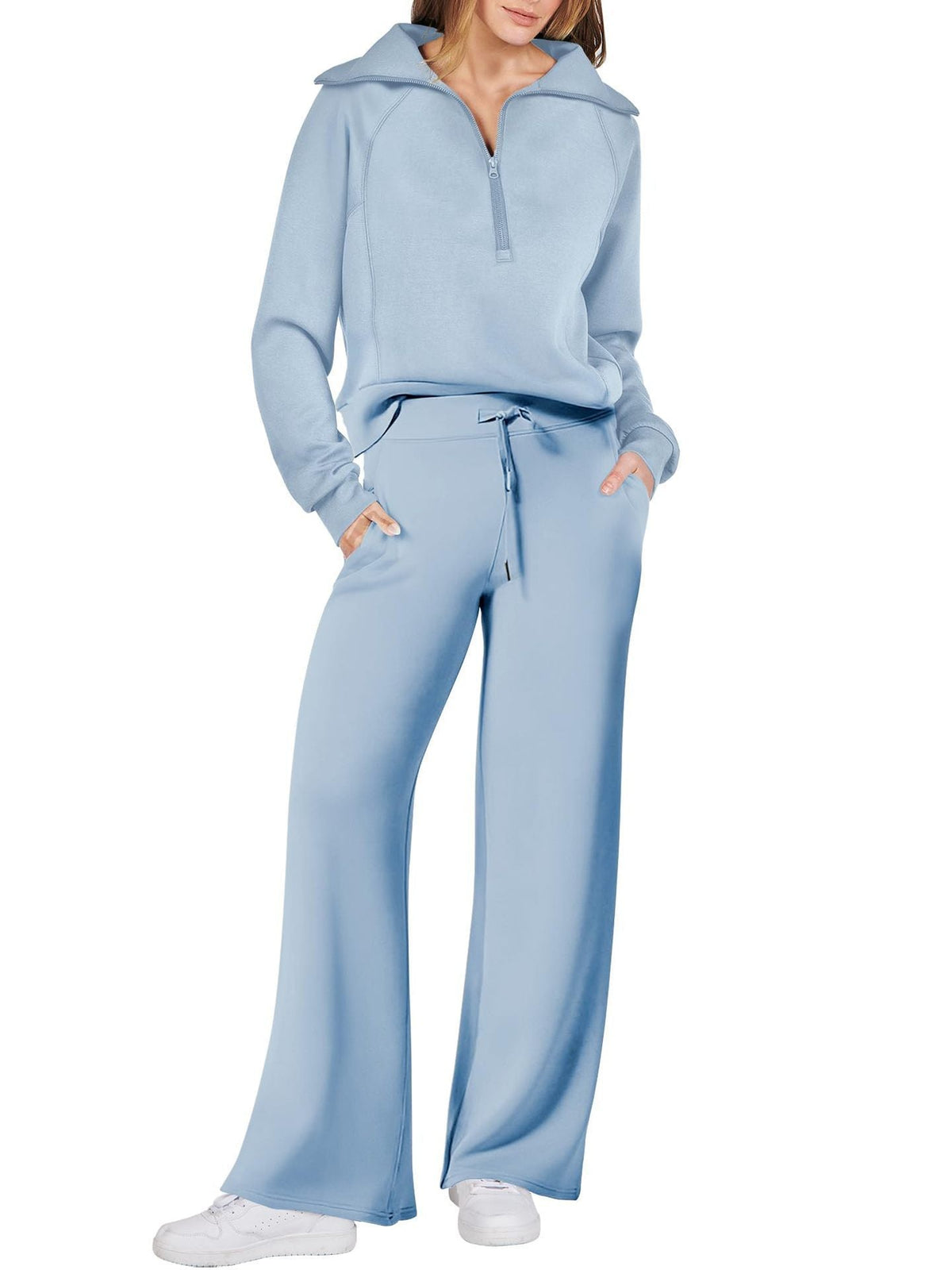 Women's Relaxed Loungewear Set – Half-Zip Top & Pants