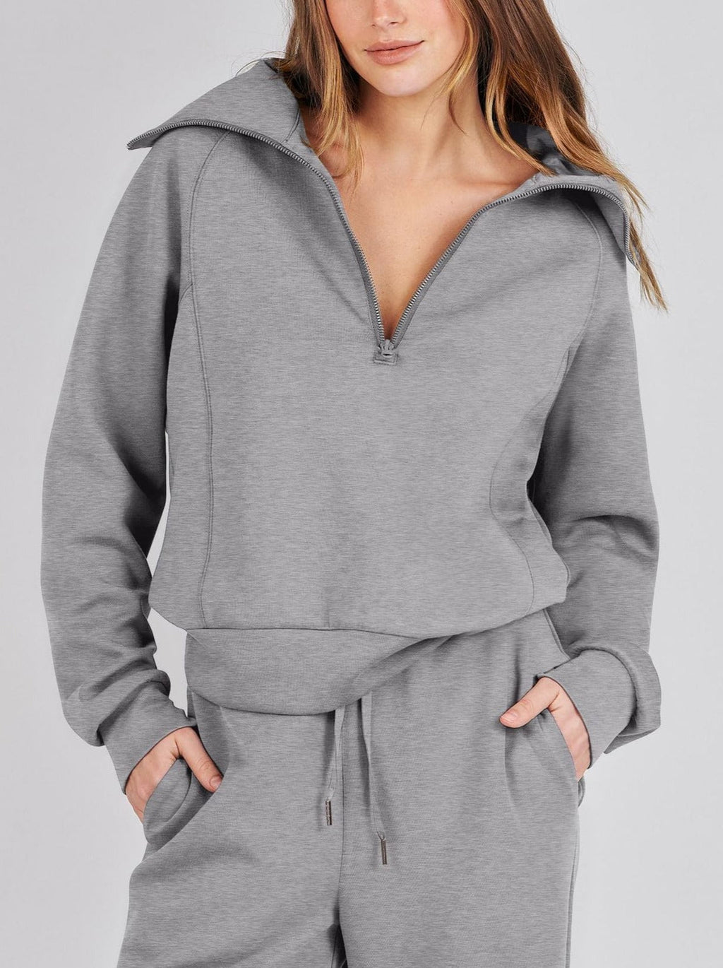 Women's Relaxed Loungewear Set – Half-Zip Top & Pants