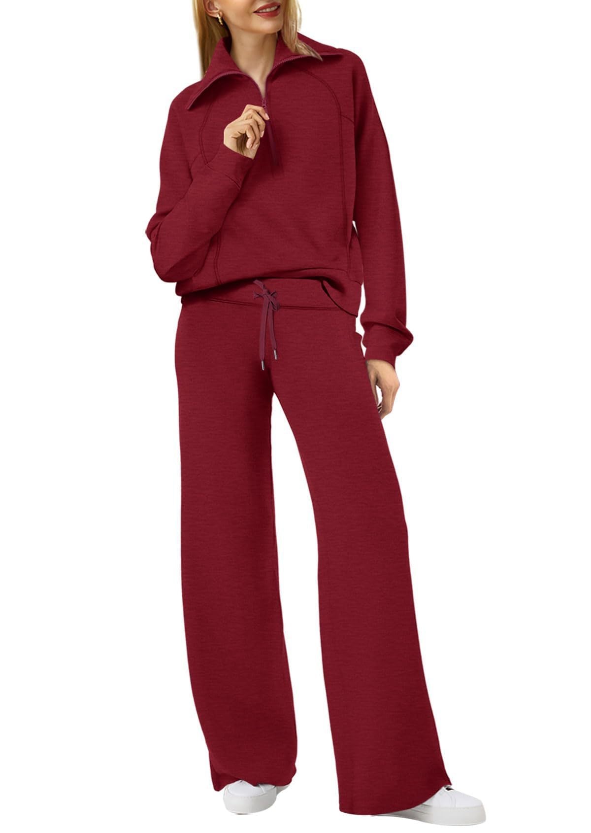 Women's Relaxed Loungewear Set – Half-Zip Top & Pants