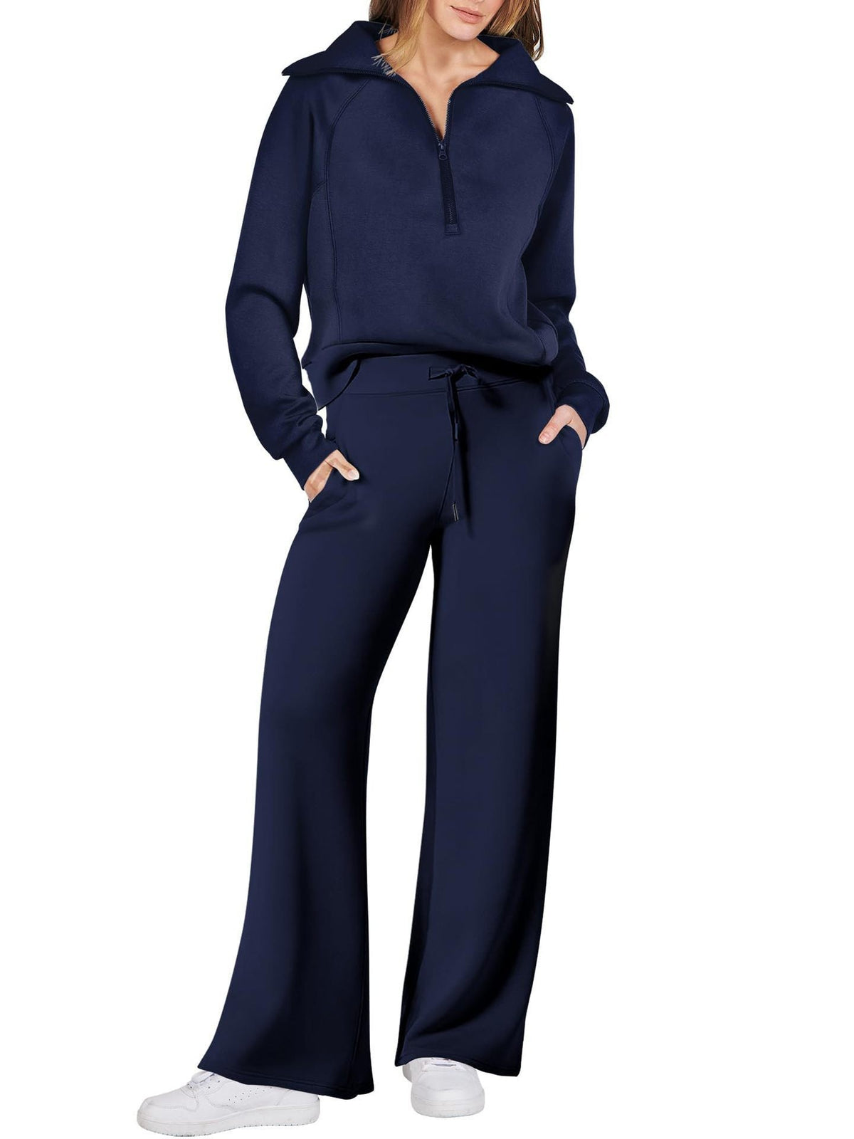 Women's Relaxed Loungewear Set – Half-Zip Top & Pants
