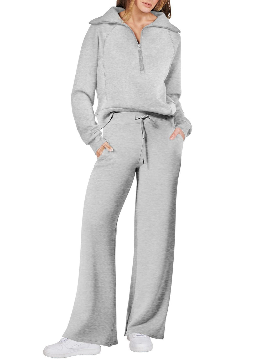 Women's Relaxed Loungewear Set – Half-Zip Top & Pants