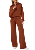 Women's Relaxed Loungewear Set – Half-Zip Top & Pants