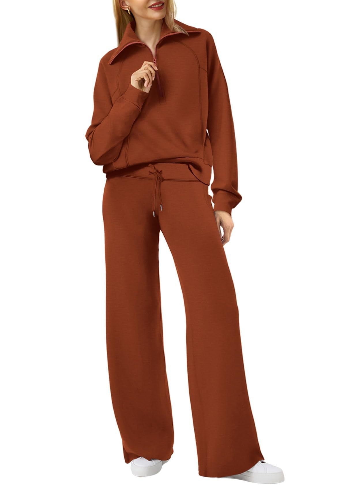 Women's Relaxed Loungewear Set – Half-Zip Top & Pants